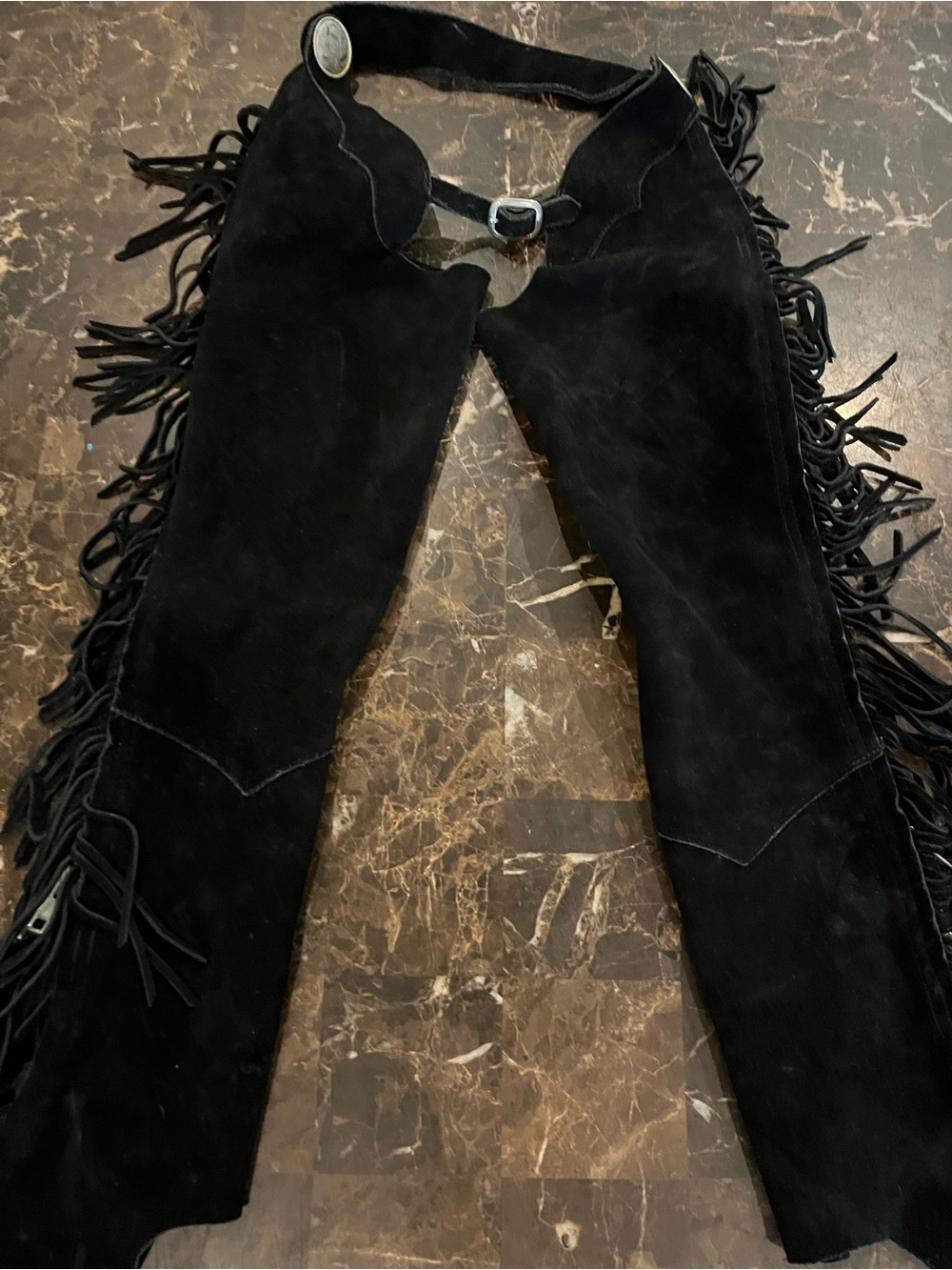 Made in USA Black Suede Fringe Chaps Unisex Size 8